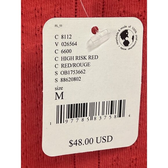 We the Free Red Ribbed Crop Top 3/4 Sleeve Sz M NWT $44 - Picture 5 of 7